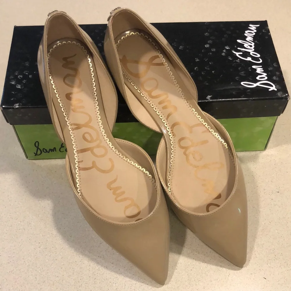 SAM EDELMAN RODNEY PATENT FLATS NUDE SIZE 8M